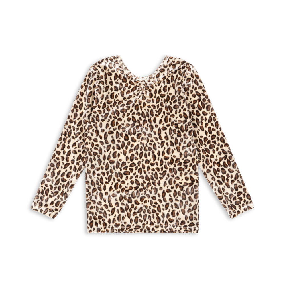 Carlito Leopard Print Velvet Tee Blouse
